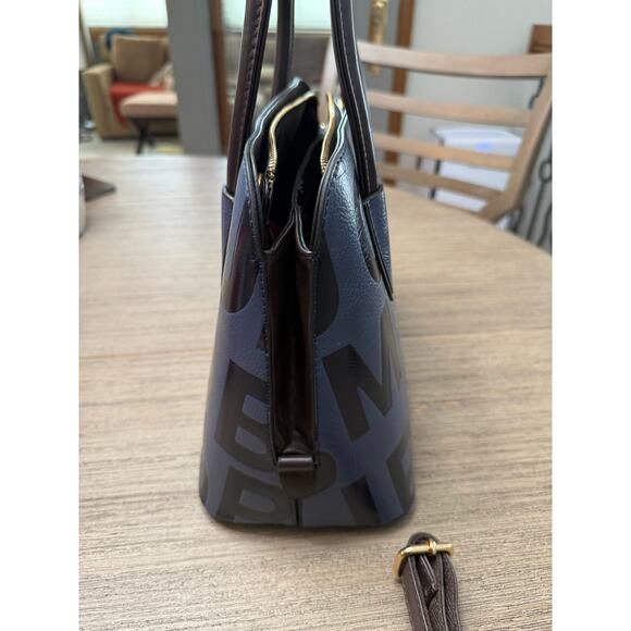 NEW Kaidifeineroo Top Handle Satchel Shoulder Handbag Bag Blue Embossed Letters - Picture 6 of 9